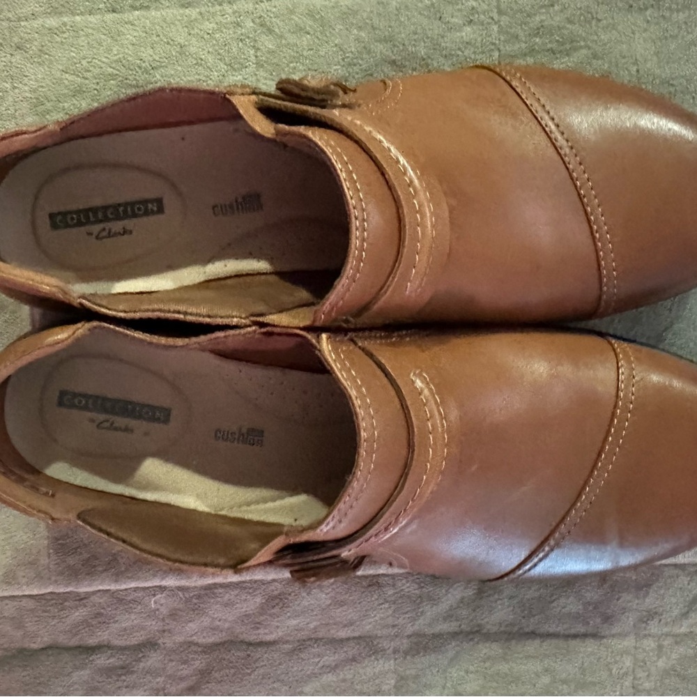 Clarks Brown Leather Shoes 11 M Cheyn Madi women’s Dark Tan